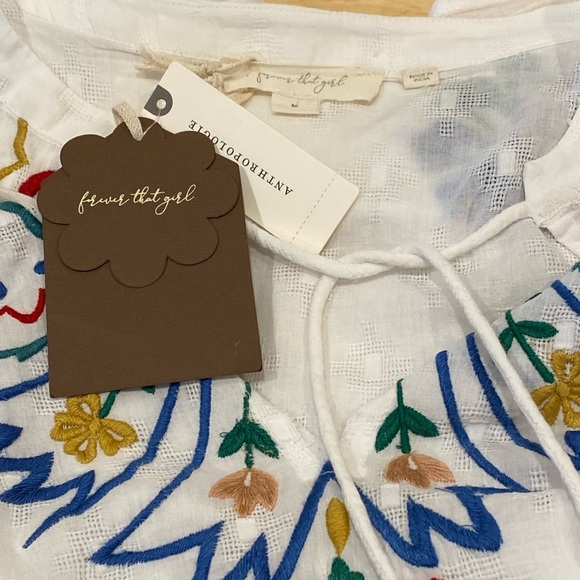 Anthropologie Forever That Girl Embroidered Peplum Blouse size M gorgeous NWT - Picture 11 of 12